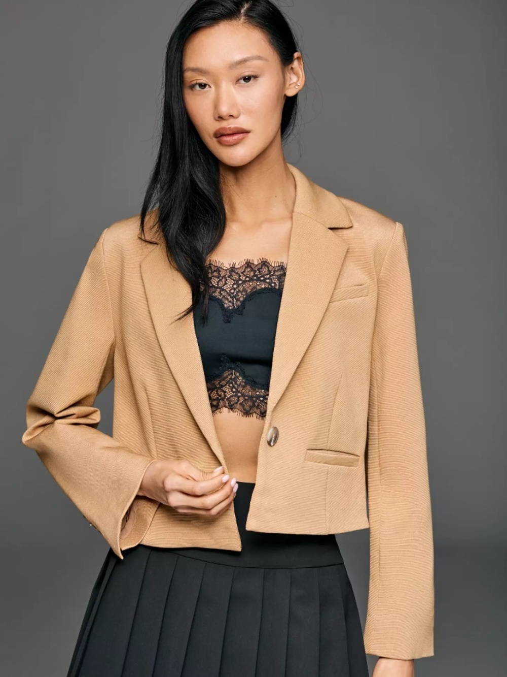 Anthropologie Maeve Crop Knit Blazer in Camel nwt XXS